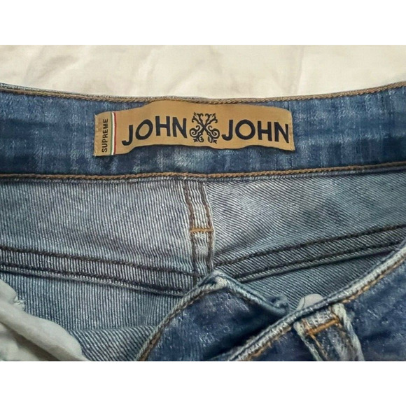 John John Made in Heaven Jeans Mid Rise Size 28x27 Distressed Skinny Blue - Picture 8 of 9